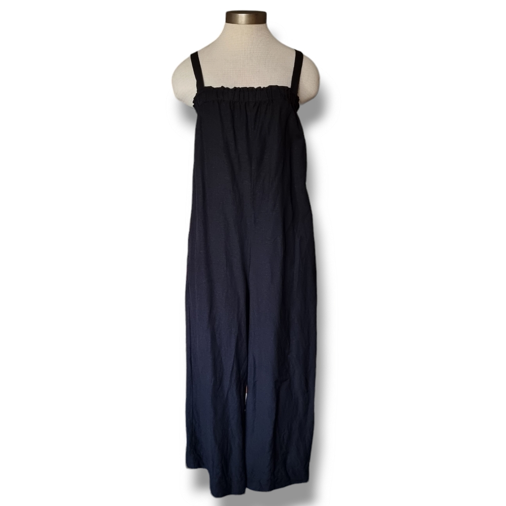 Loft women's black linen jumpsuit size small